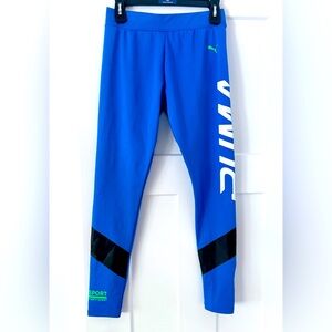 NWT Puma Xtreme Platinum Blue Logo Leggings, Size Medium